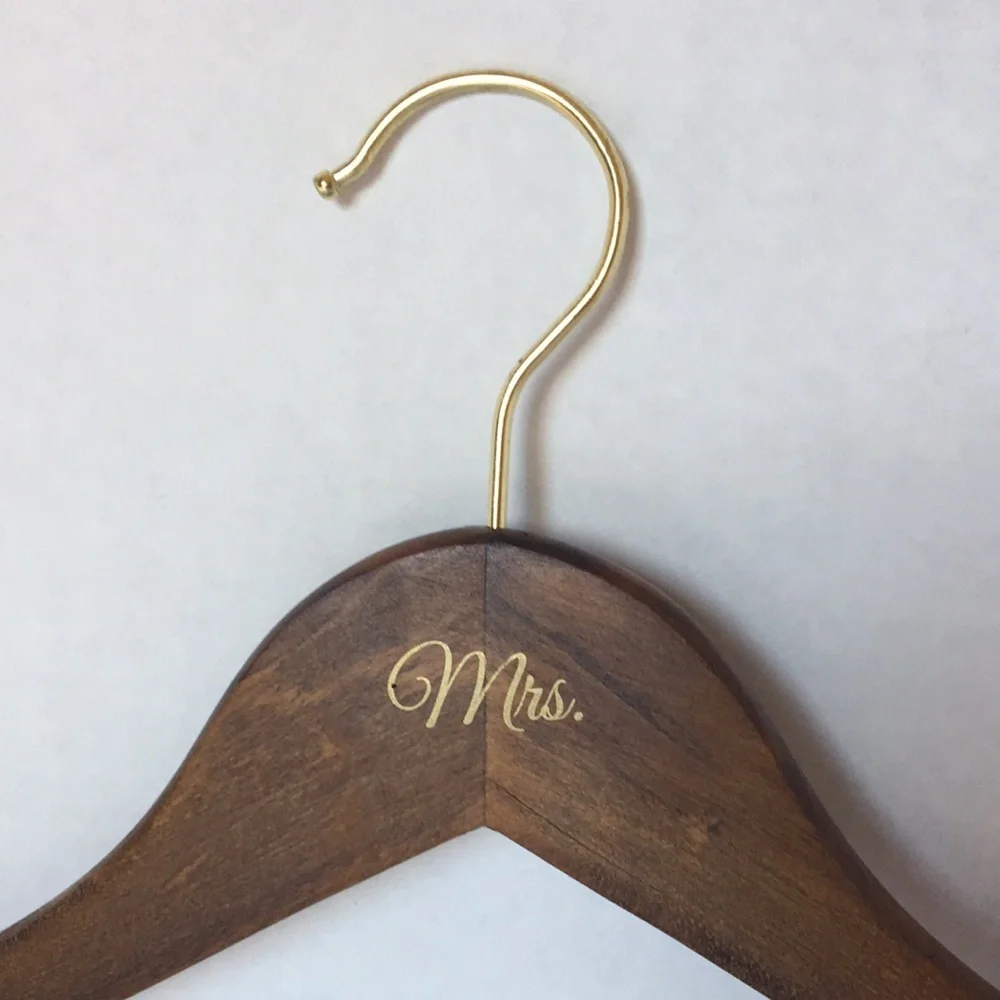 Monogrammed Wood Hanger Mrs Wedding Bride Gift